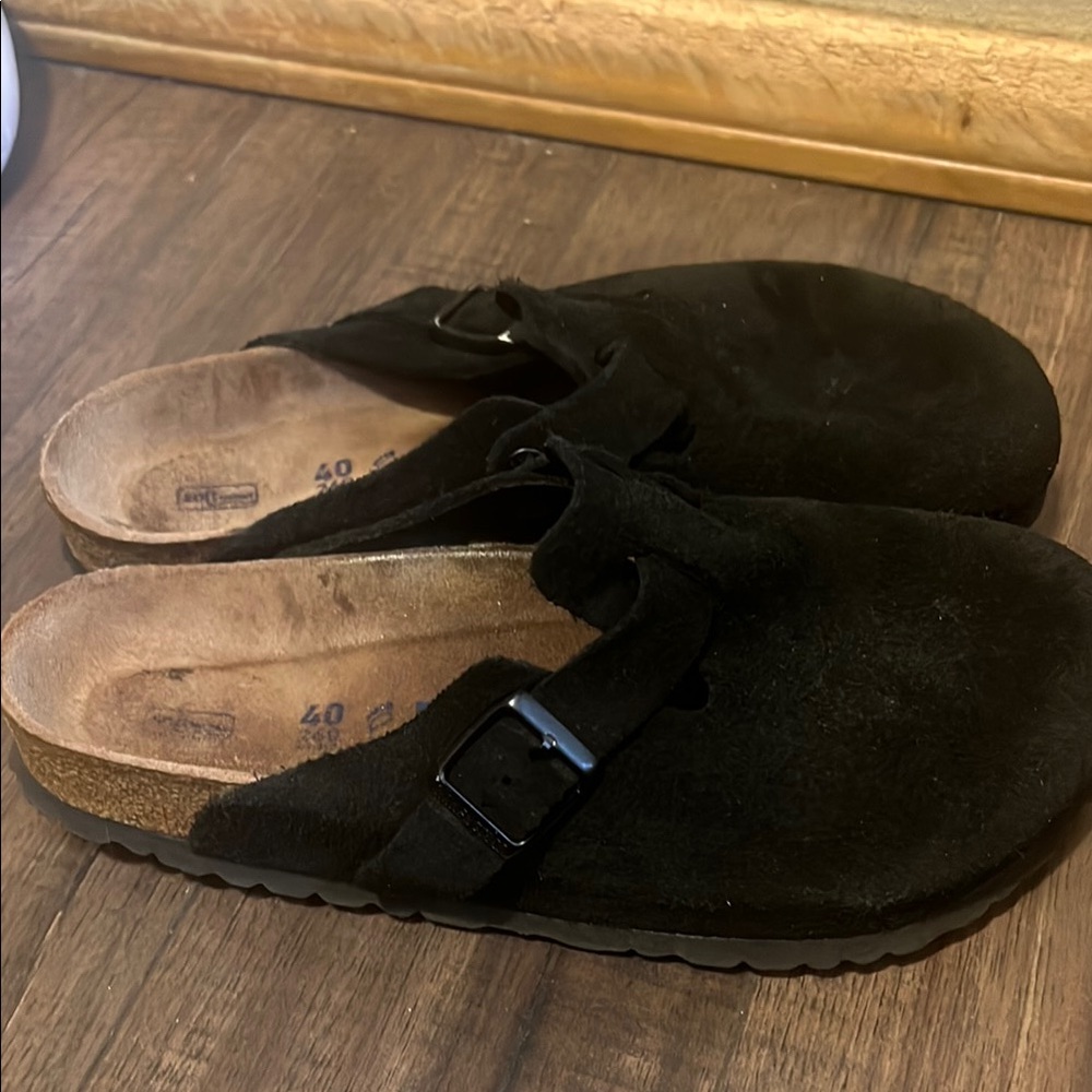 Birkenstock Black Suede Clogs